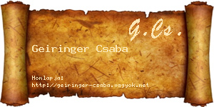 Geiringer Csaba névjegykártya